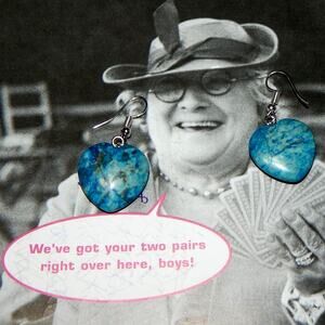 Blue Crazy Lace Agate Heart Shape Earrings